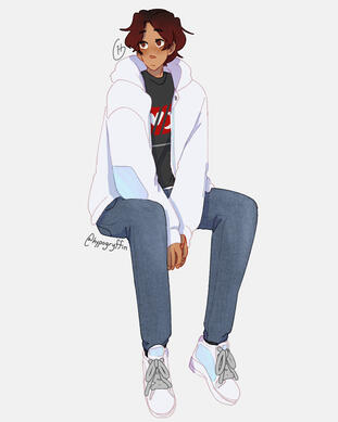 Nagisa Kamisiro from Persona 5: X in his in-game "white street" outfit (full-body)